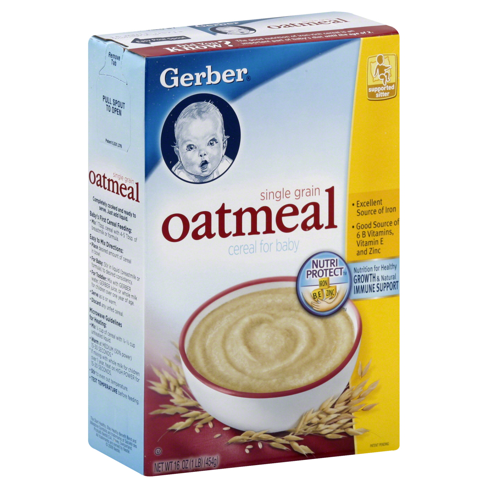 Gerber Baby Cereal Oatmeal Single Grain 16 oz