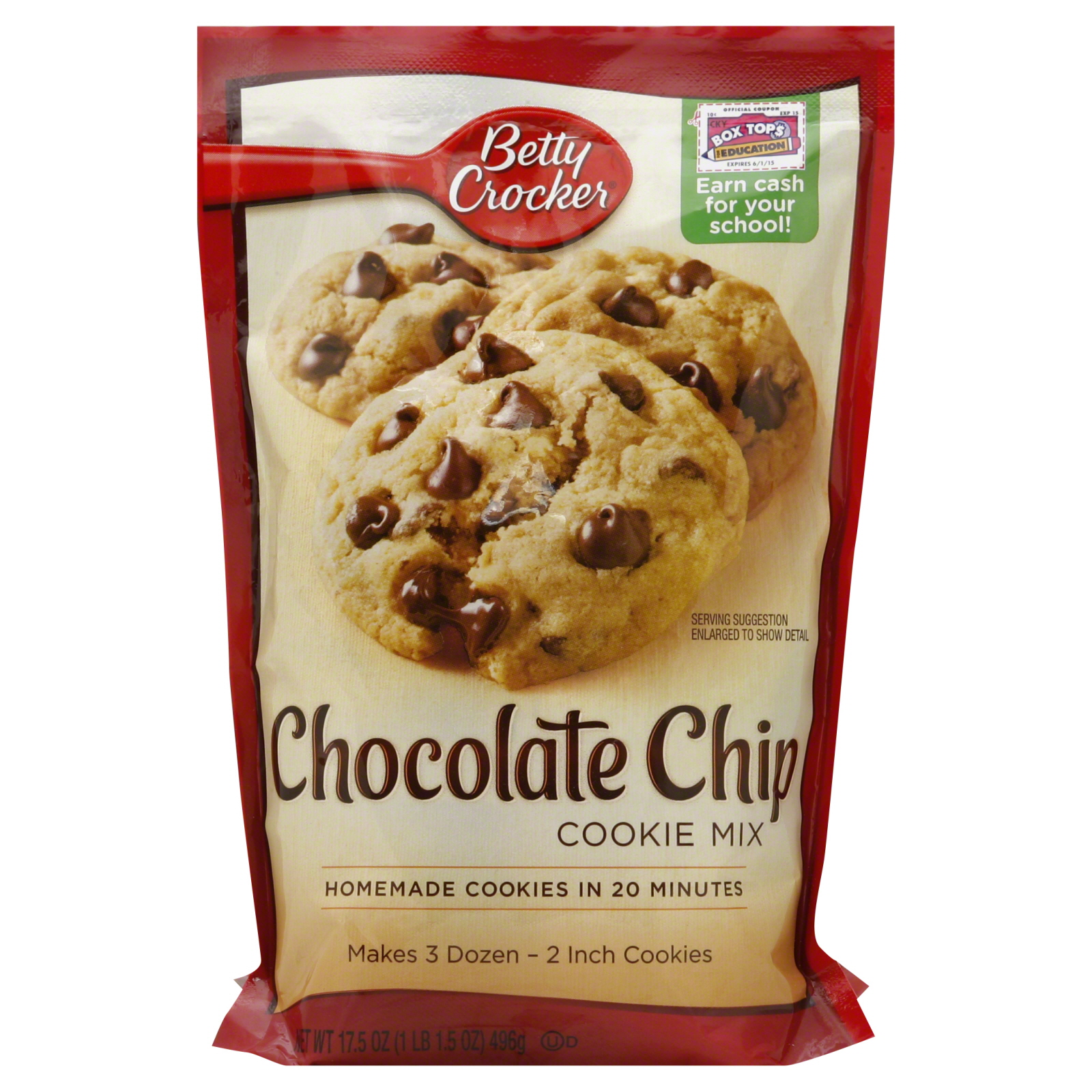 Betty Crocker Cookie Mix, Chocolate Chip, 17.5 oz (1 lb 1.5 oz) 496 g at mygofer.com
