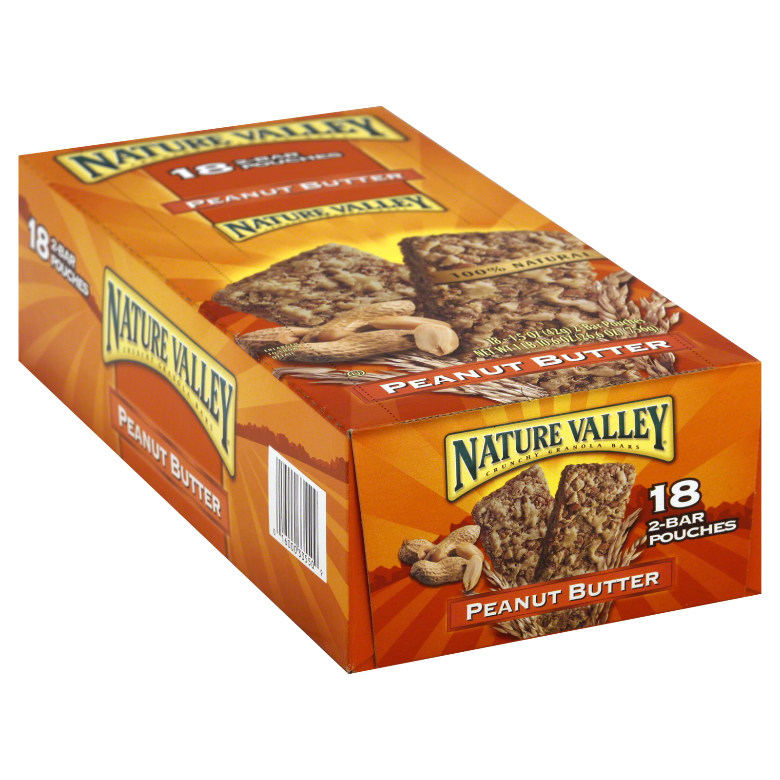 UPC 016000335509 product image for Granola Bars, Crunchy, Peanut Butter, 18 - 1.5 oz (42 g) 2-bar pouches [26.6 oz  | upcitemdb.com