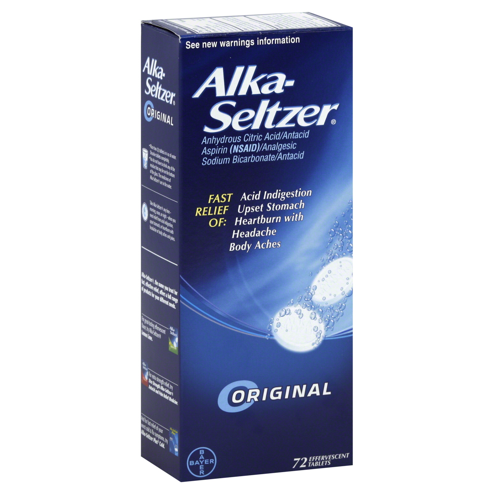 UPC 016500040224 product image for Alka-Seltzer Antacid & Pain Relief Medicine, Original, Effervescent Tablets, 72  | upcitemdb.com