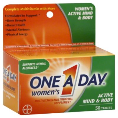 ONE A DAY Women's Active Mind & Body Multivitamin/Multimineral Supplement, Tablets, 50 tablets