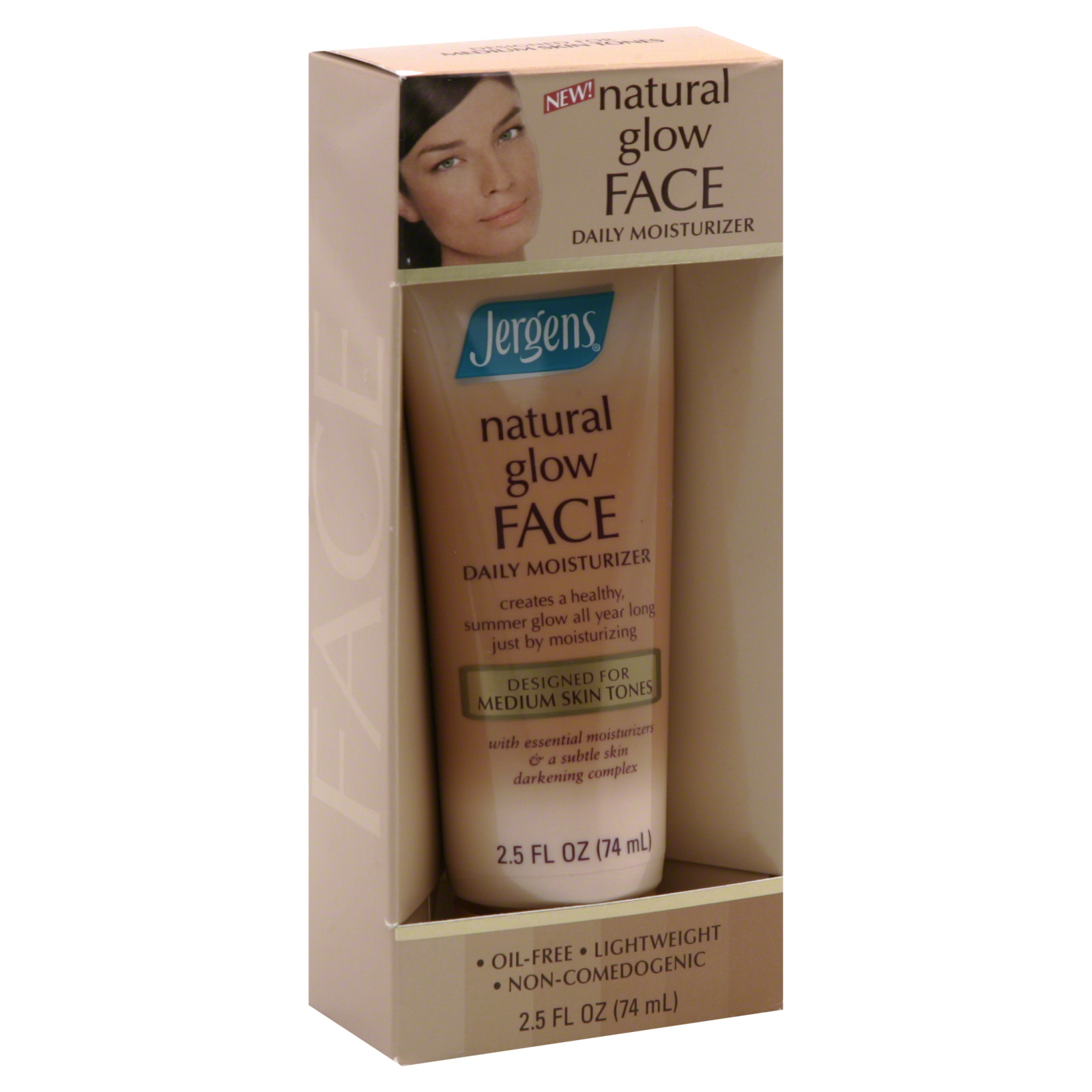 Jergens Natural Glow Face Daily Moisturizer, Designed for Medium Skin Tones, 2.5 fl oz (74 ml) at Kmart.com
