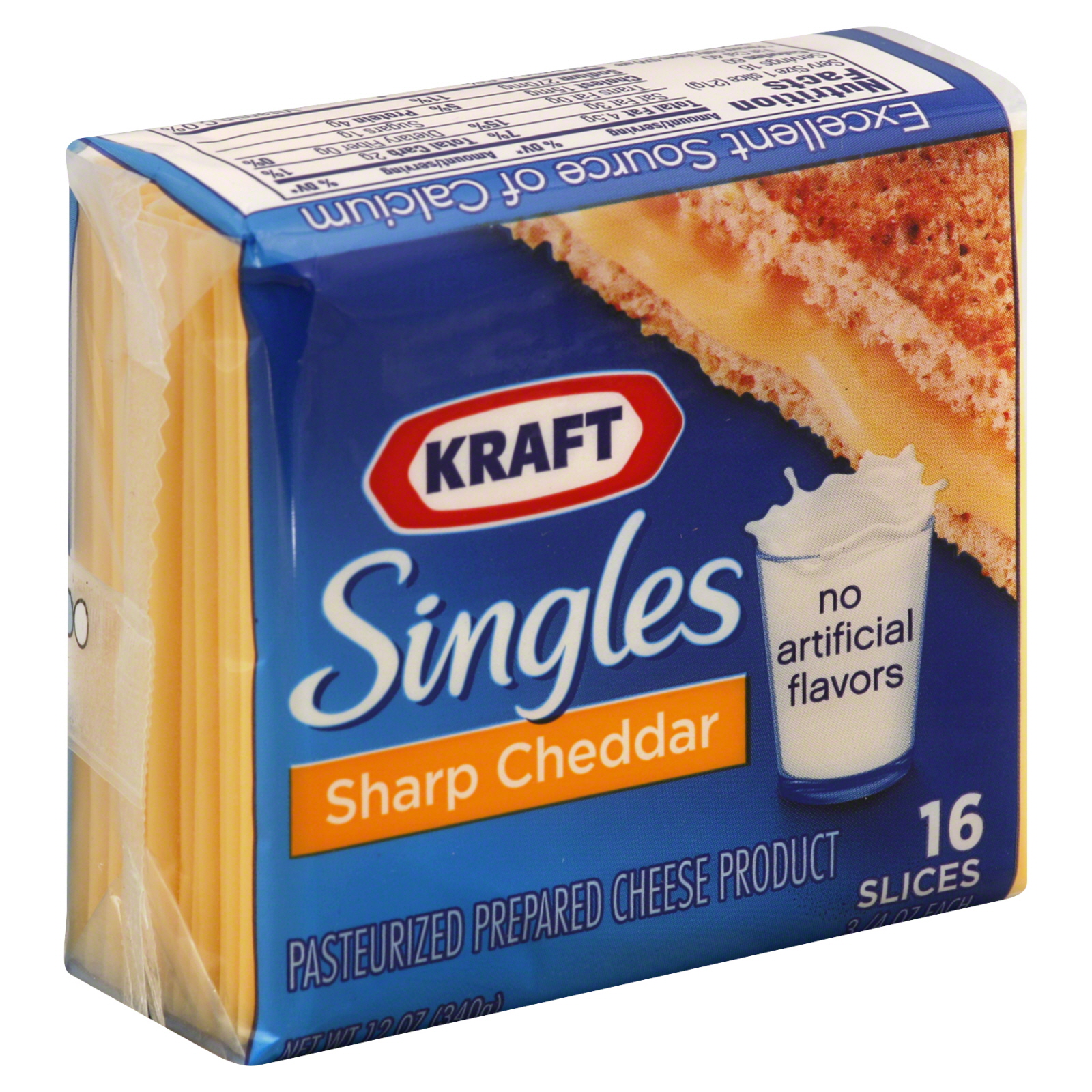 Kraft Singles Cheese Product, Nonfat Pasteurized Prepared, Sharp