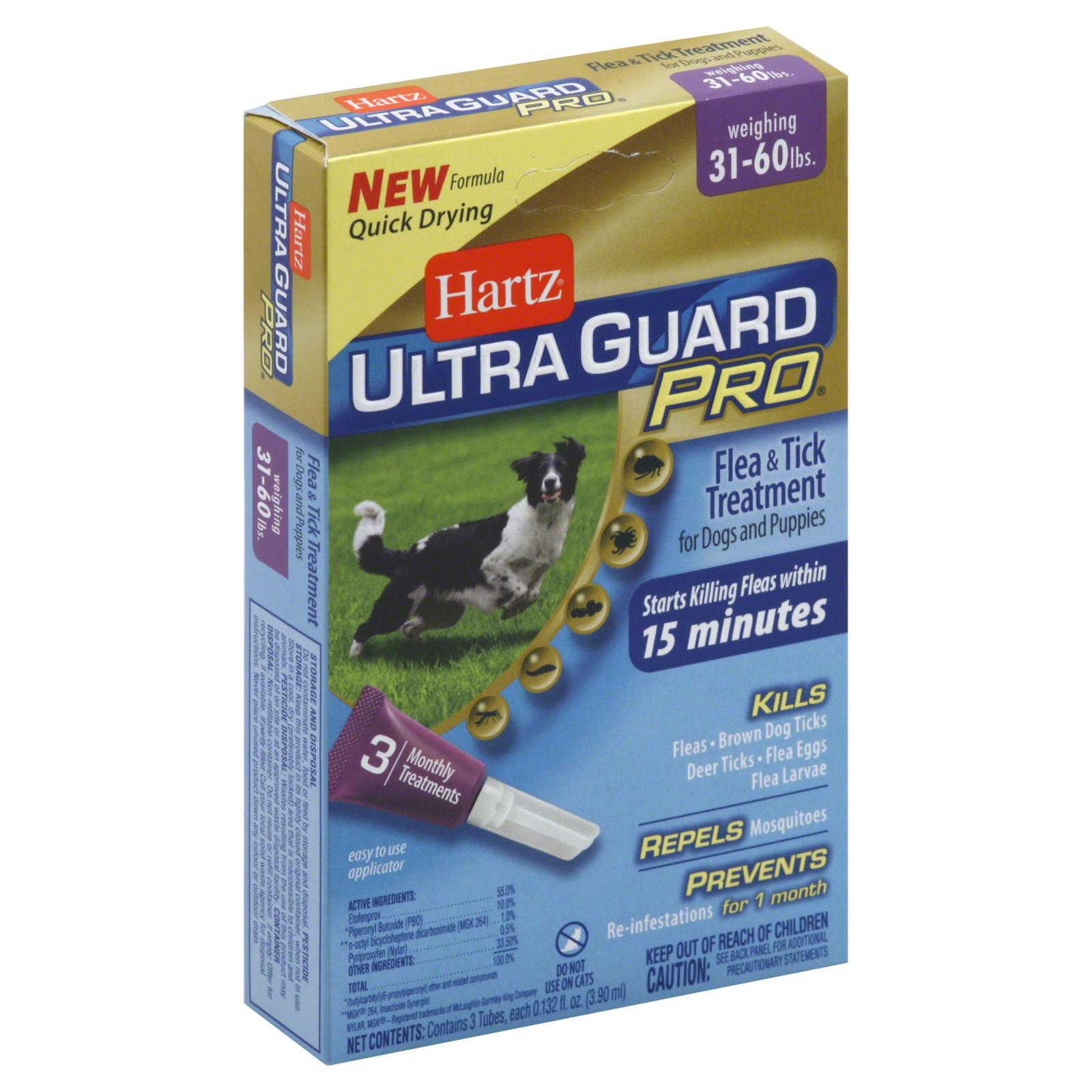 Ultra Guard Pro Flea & Tick Drops, for Dogs and Puppies Weighing 31-60 lbs, 3 - 0.14 fl oz (4.1 ml) tubes                        at mygofer.com