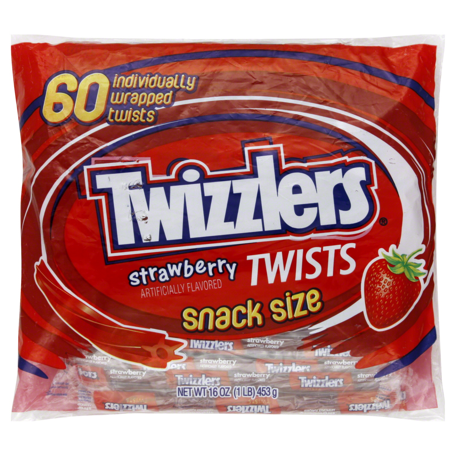 UPC 034000580026 product image for twists Candies, Strawberry, Snack Size, 60 twists [16 oz (1 lb) 453 g] | upcitemdb.com