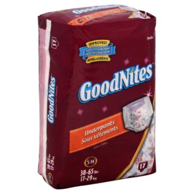 GoodNites Underpants, Girls, S-M (38-65 lbs), Jumbo, 17 underpants at mygofer.com