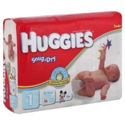 Huggies Snug & Dry Diapers, Size 1 (8-14 lb), Disney, Jumbo, 56 diapers at Kmart.com