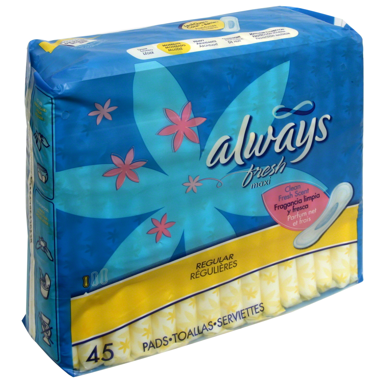 UPC 037000029205 Always Fresh Maxi Pads, Clean Fresh Scent, Regular