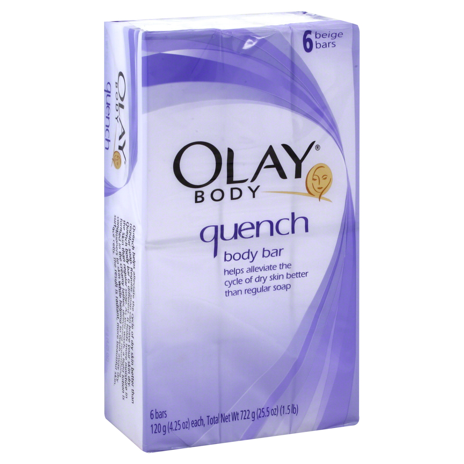 UPC 037000115885 product image for Olay Body Body Bar, Quench, 6 - 4.25 oz (120 g) bars [25.5 oz (1.5 lb) 722 g] | upcitemdb.com