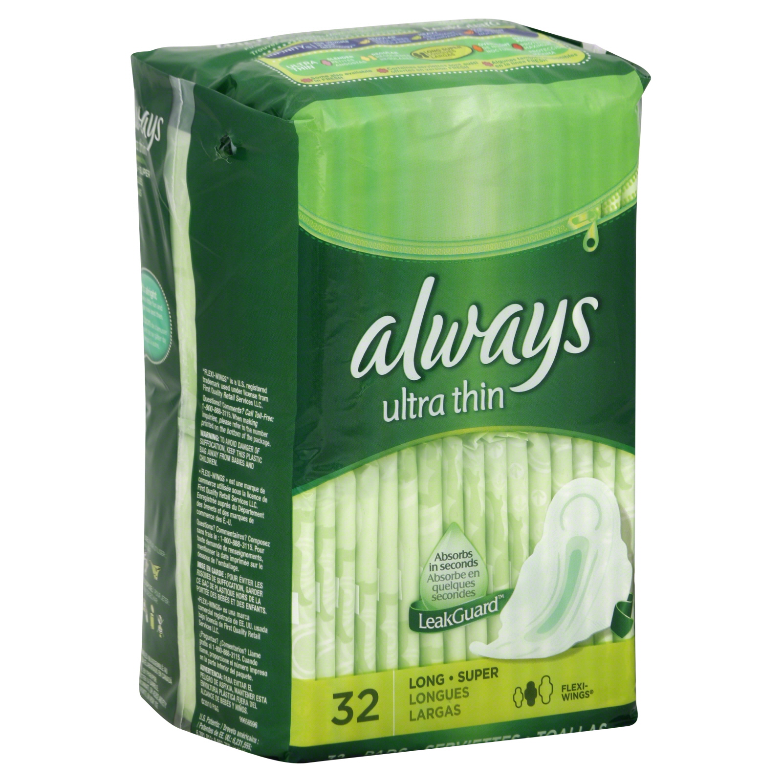UPC 037000306597 Always Pads, Ultra Thin, Flexi Wings, Long, Super