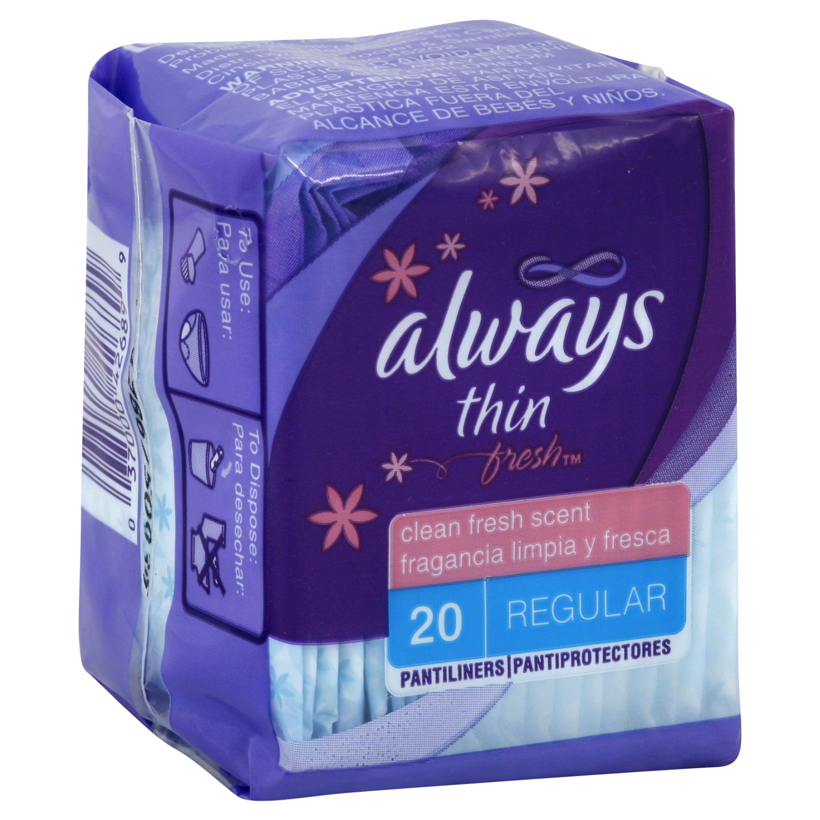 UPC 037000426899 Always Thin No Feel Protection Daily Liners Regular