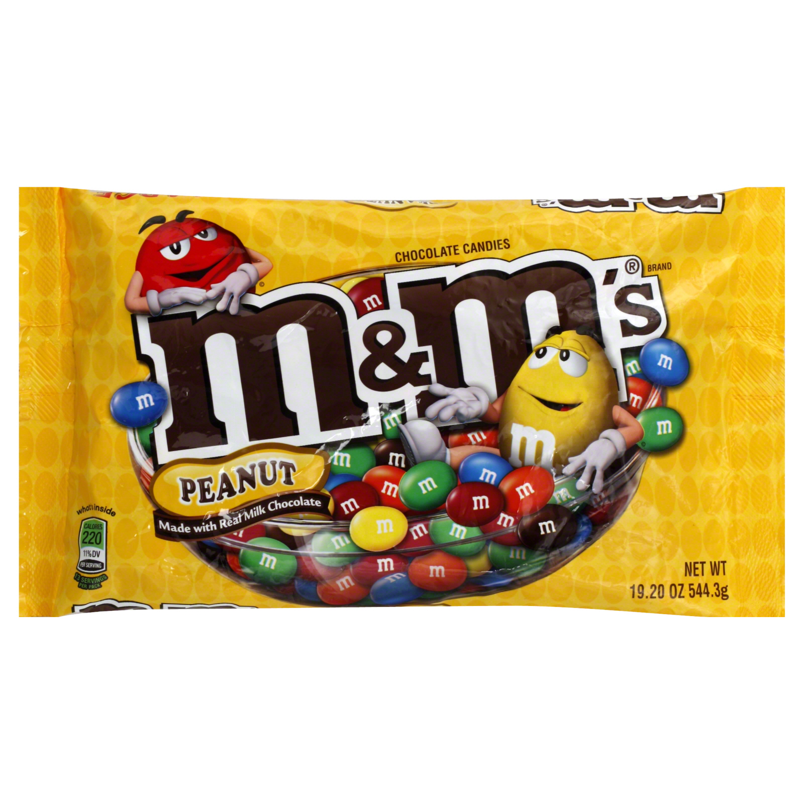 M&M's Chocolate Candies, Milk Chocolate, Peanut, Large Bag, 19.20 oz