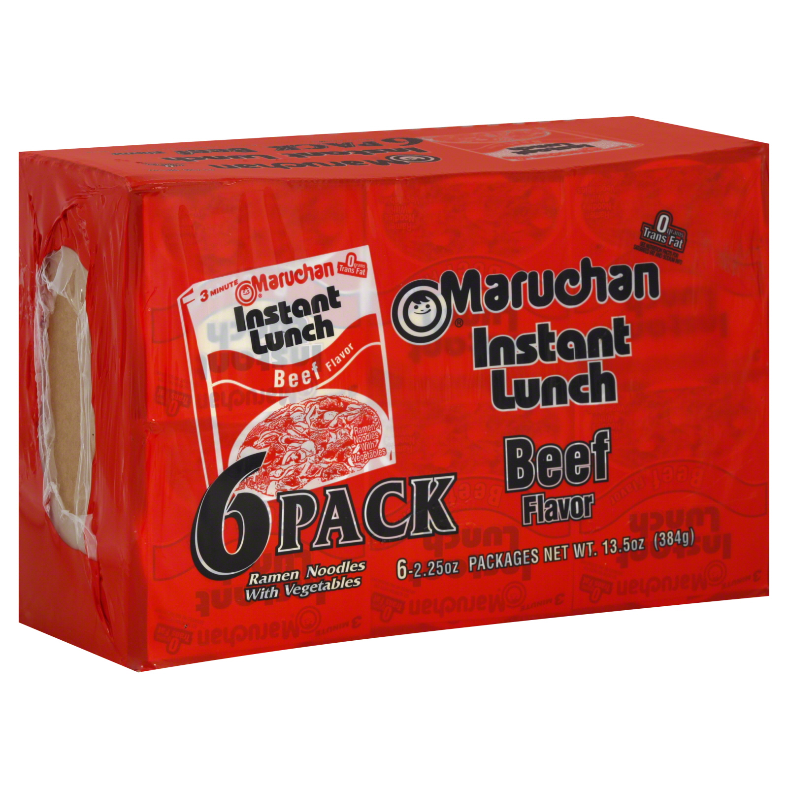 Maruchan Ramen Noodles, with Vegetables, Beef Flavor, 6 - 2.25 oz packages [13.5 oz (384 g)]