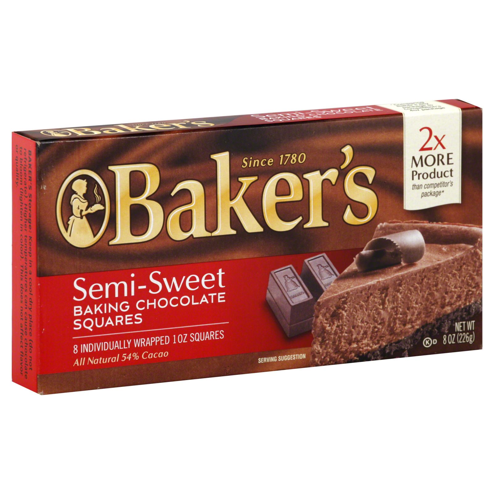 Baker's Baking Chocolate Squares, SemiSweet, 8 1 oz squares [8 oz