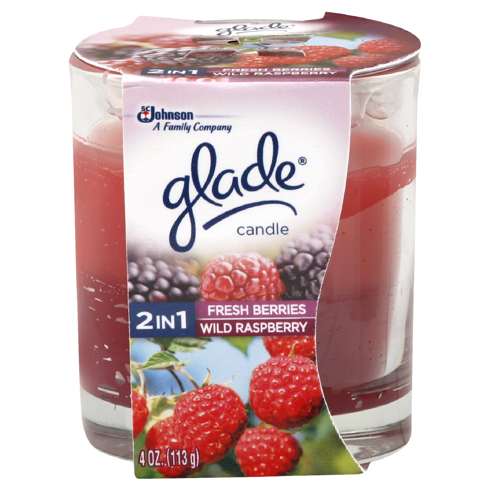 Glade Candle, 2 in 1, Fresh Berries, Wild Raspberry, 1 candle [4 oz (113 g)] at Kmart.com