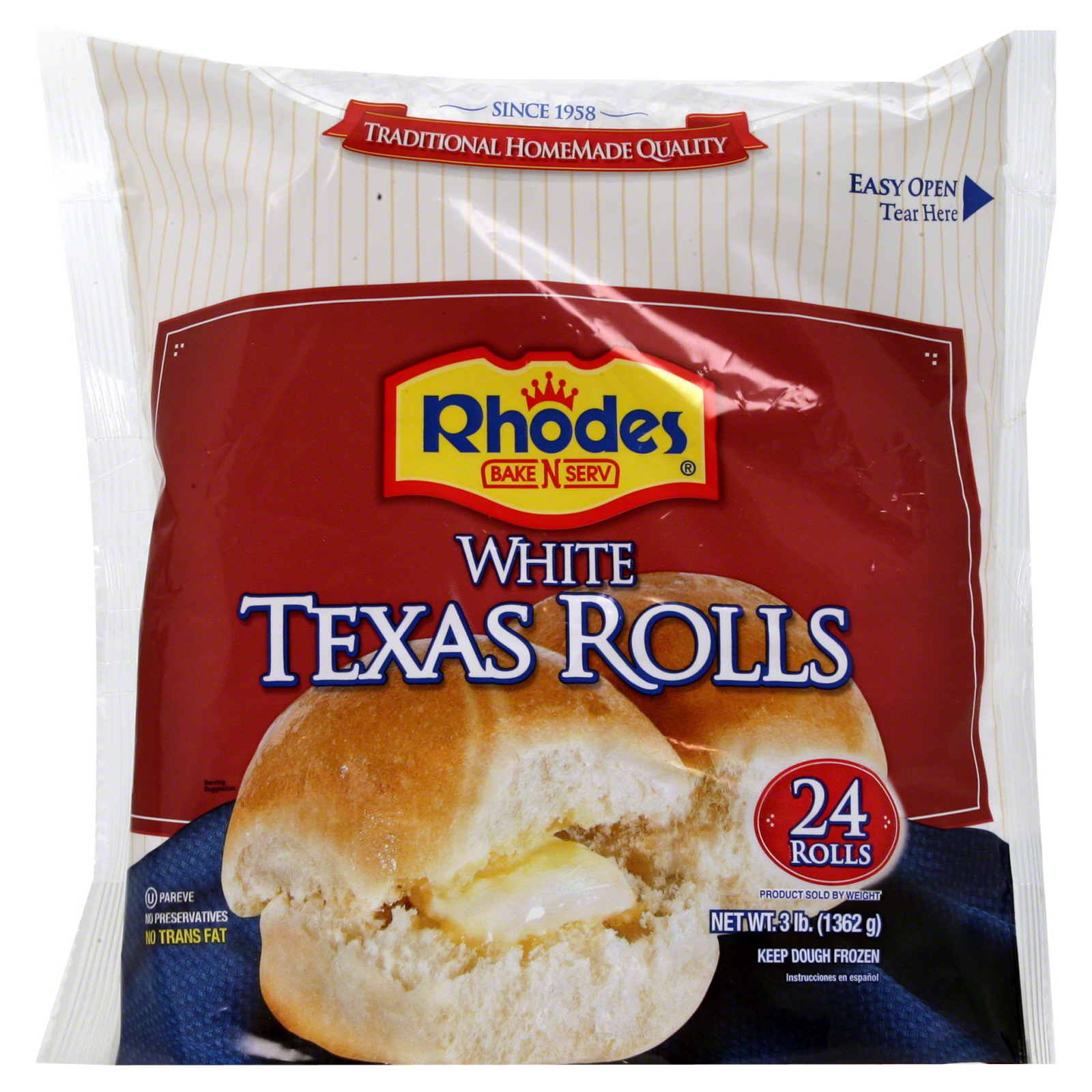 Bake-N-Serv Texas Rolls, White, 24 rolls [3 lb (1362 g)]                                                                         at mygofer.com