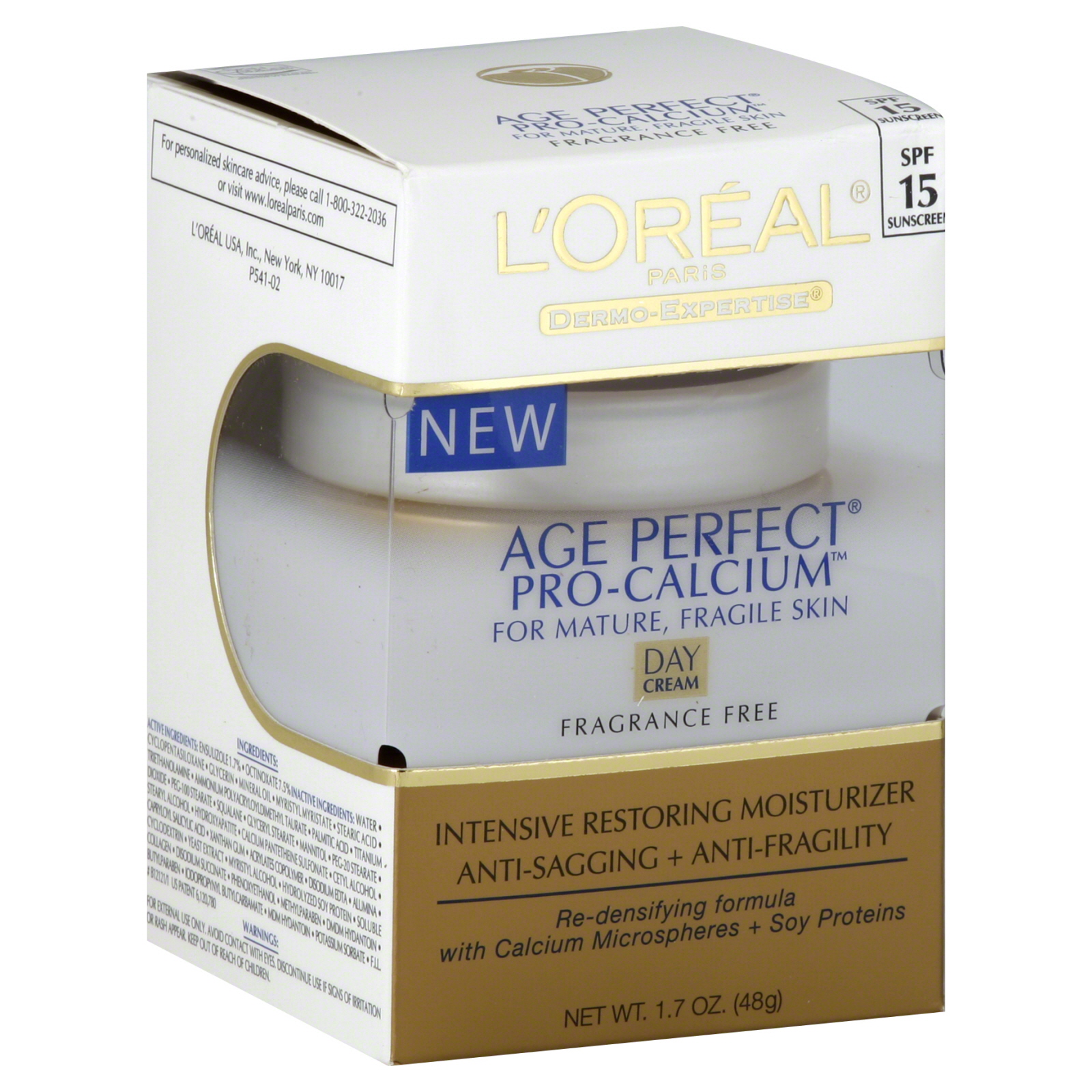 Age Perfect Pro-Calcium Dermo-Expertise Day Cream, for Mature, Fragile Skin, SPF 15 Sunscreen, 1.7 oz (48 g)