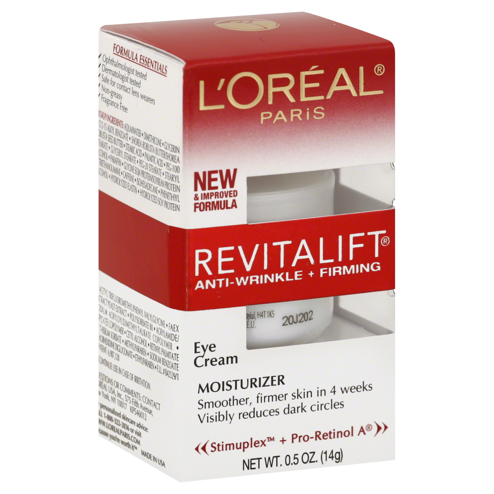 UPC 071249104613 L'Oreal RevitaLift Moisturizer, Anti Wrinkle + Firming, Eye Cream, 0.5 oz (14