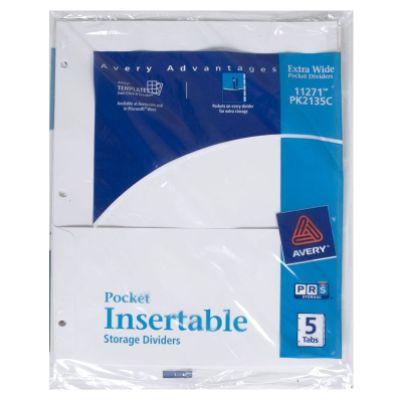 Avery Pocket Dividers, Extra Wide, 11271, 5 tabs at Kmart.com