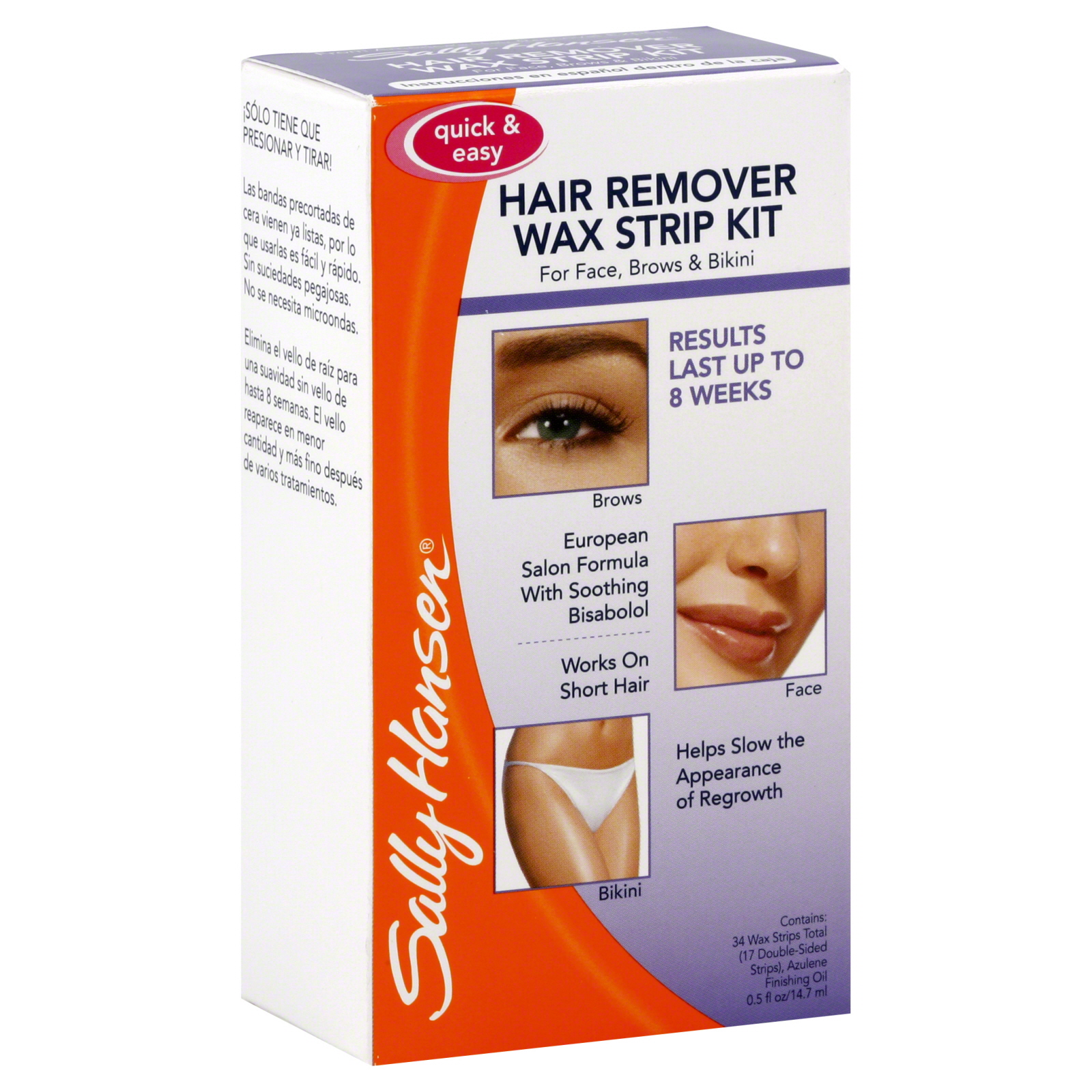 Sally Hansen Hair Remover Wax Strip Kit, for Face, Brows & Bikini, 1 kit - DEL LABORATORIES INC.
