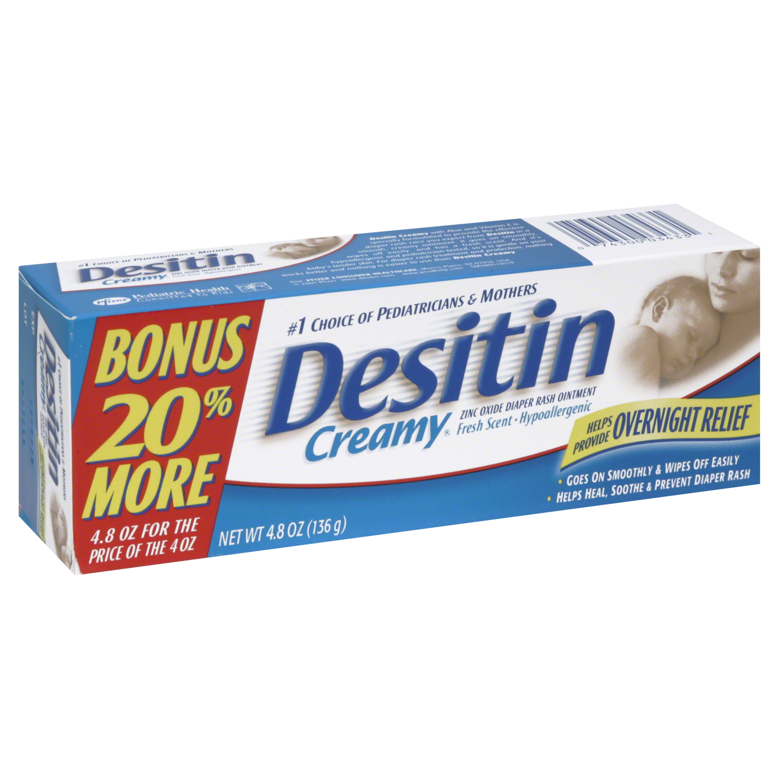 Desitin Zinc Oxide Diaper Rash Ointment, Creamy, Fresh Scent, 4.8 oz (136 g) at Kmart.com