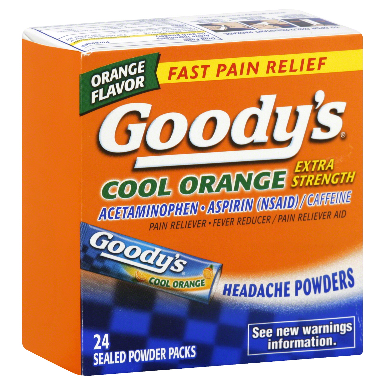 Goody's Pain Reliever / Fever Reducer, Extra Strength, Cool Orange, 24