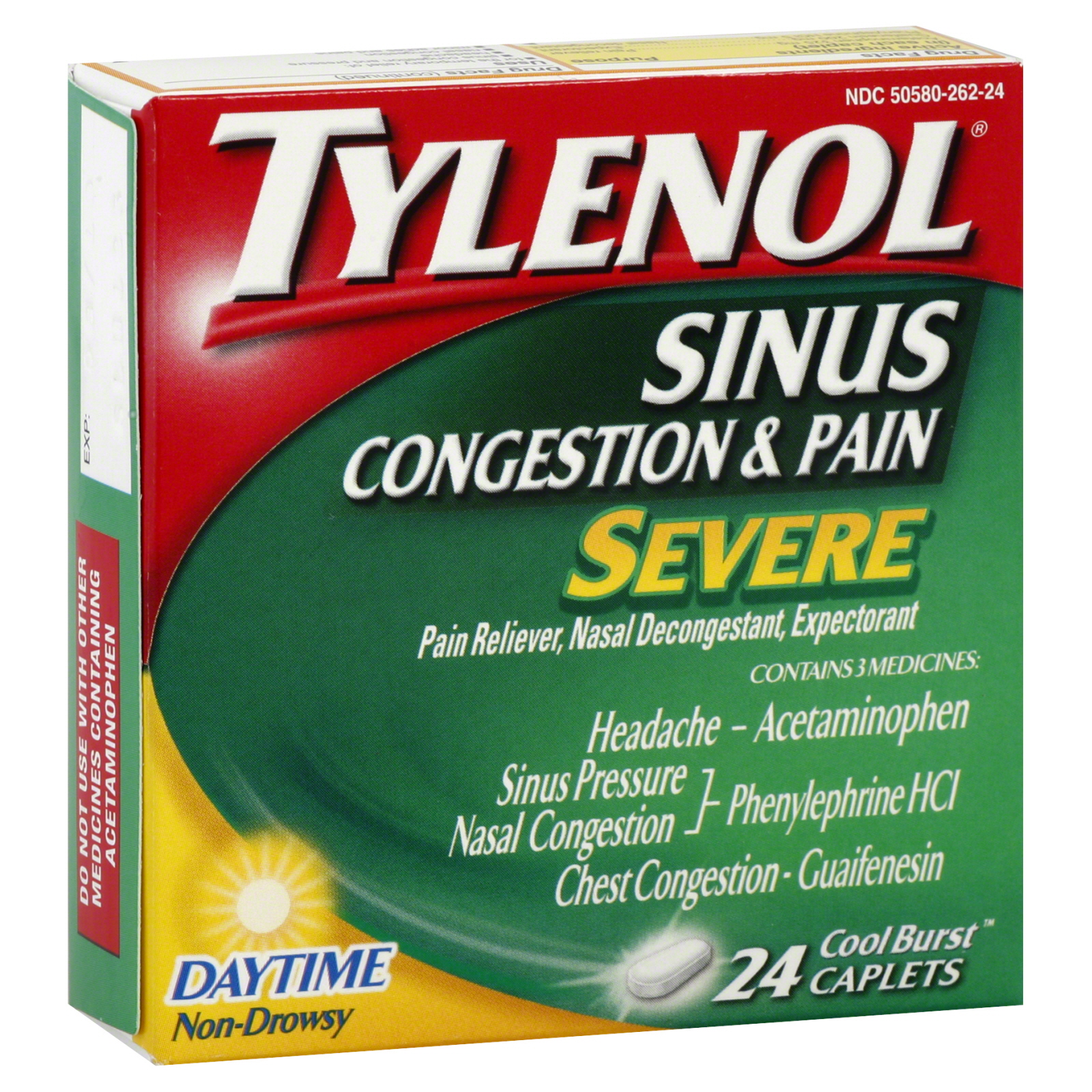 UPC 300450262240 product image for Tylenol Daytime Sinus Congestion & Pain, Severe, Cool Burst Caplets, 24 caplets  | upcitemdb.com