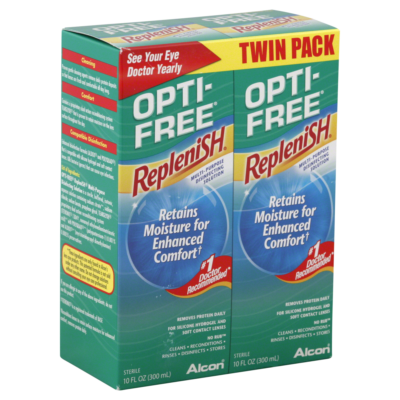 Alcon RepleniSH Disinfecting Solution, Multi-Purpose, Twin Pack, 2 - 10 fl oz (300 ml) bottles at mygofer.com