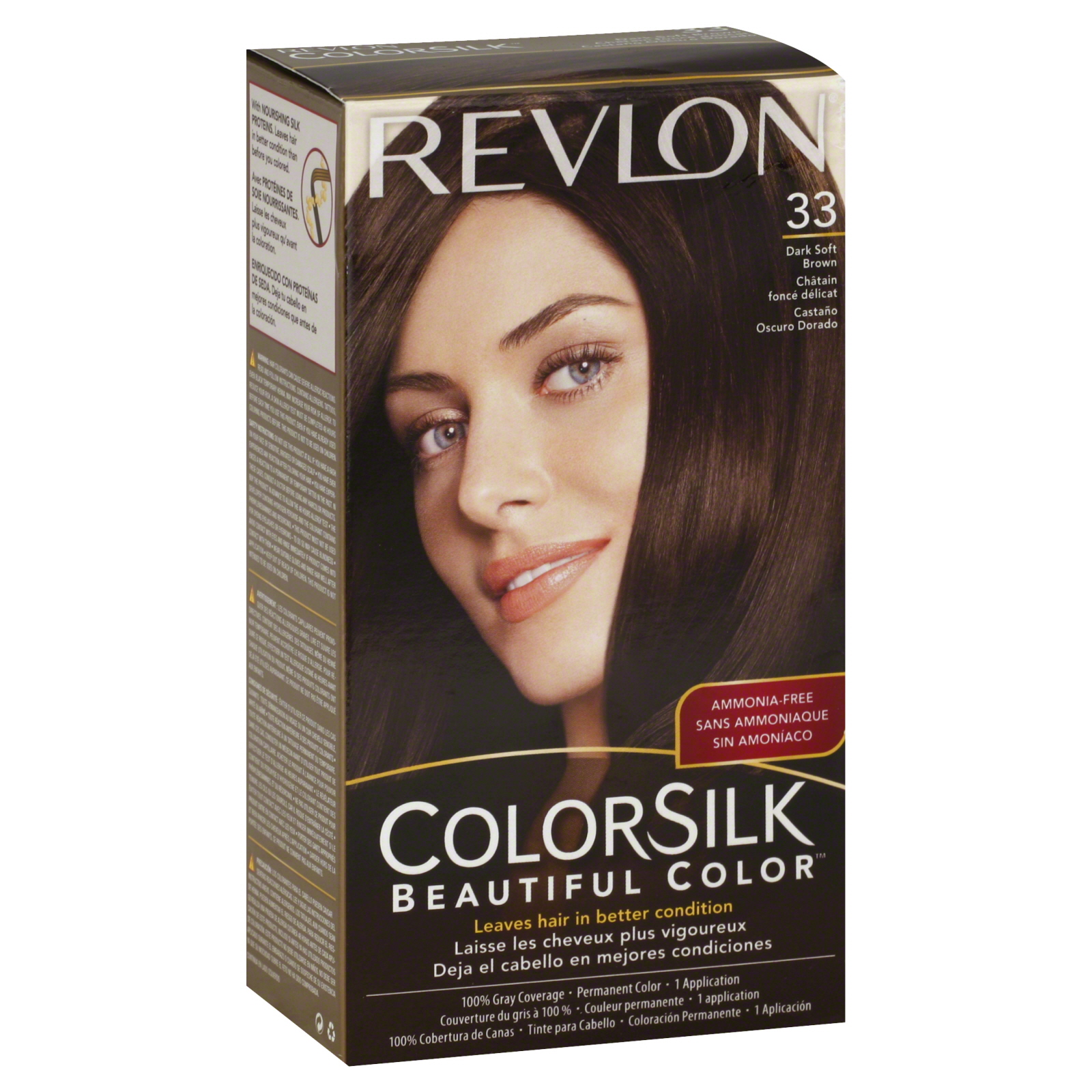 Color Silk Beautiful Color Permanent Color, Dark Soft Brown 33, 1 application