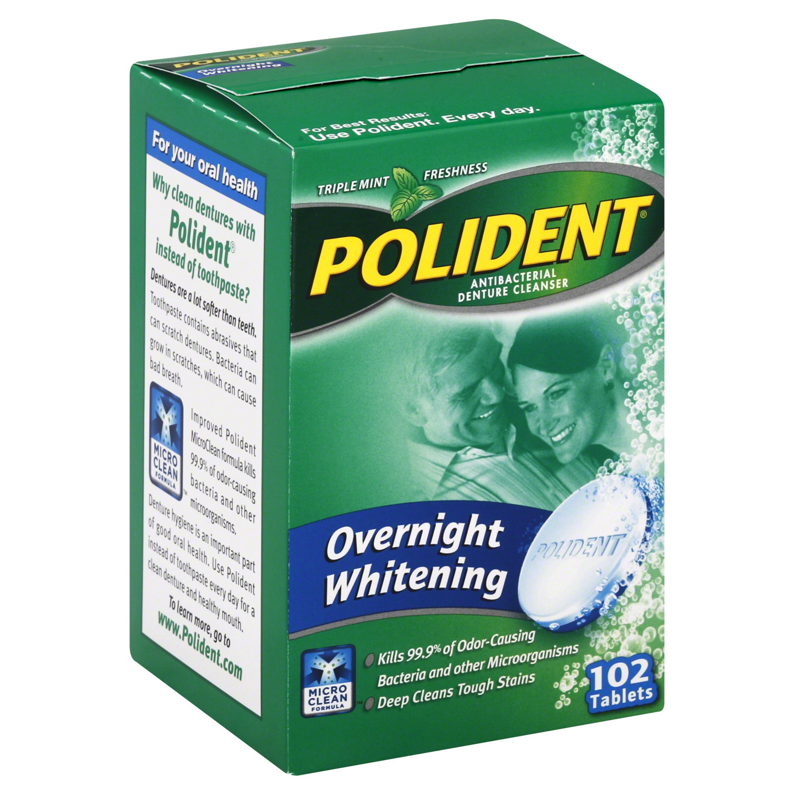 UPC 310158034094 product image for Polident Denture Cleanser, Antibacterial, 102 tablets | upcitemdb.com