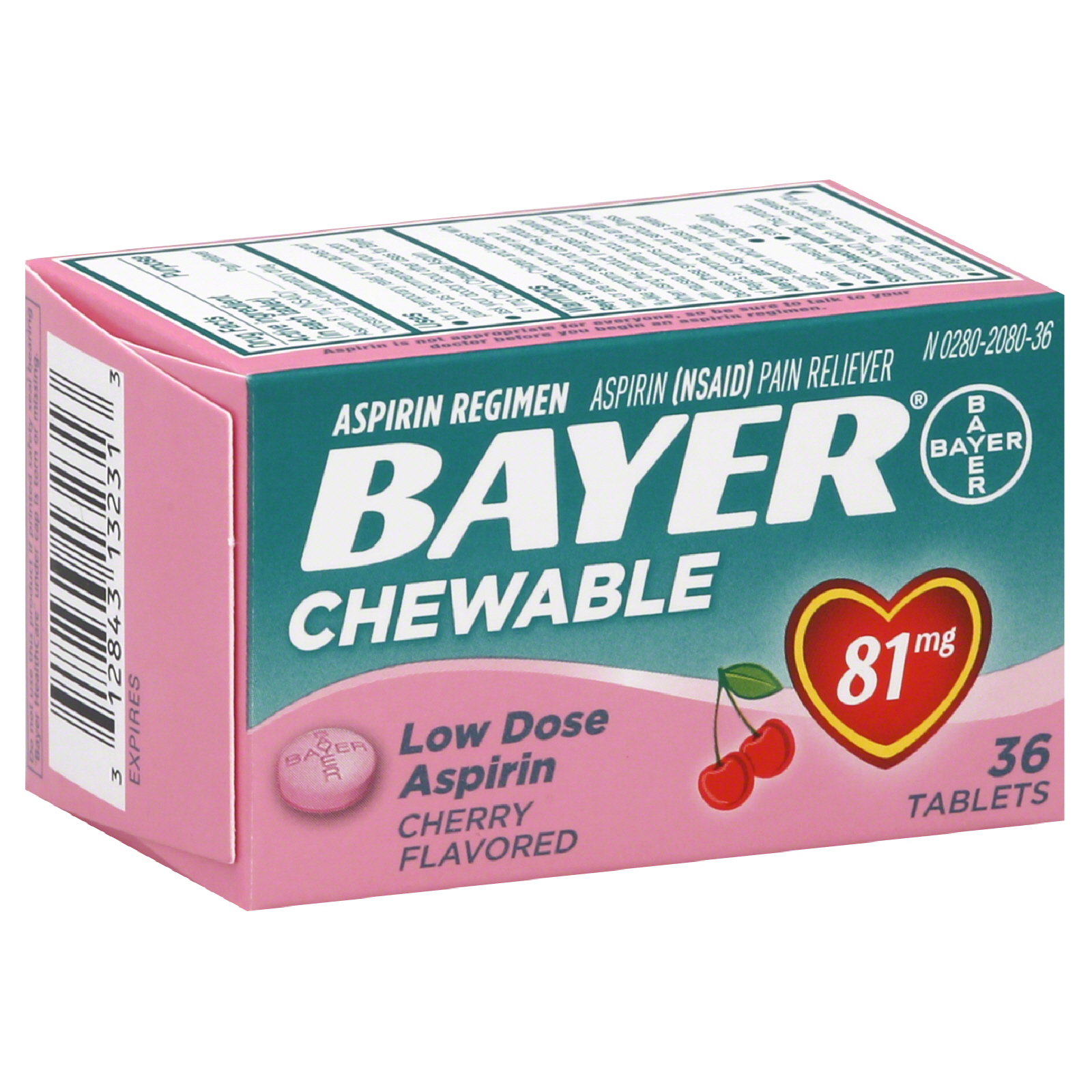 Bayer Aspirin Regimen, Low Dose, 81 mg, Chewable Tablets, Cherry Flavored, 36 tablets at Kmart.com