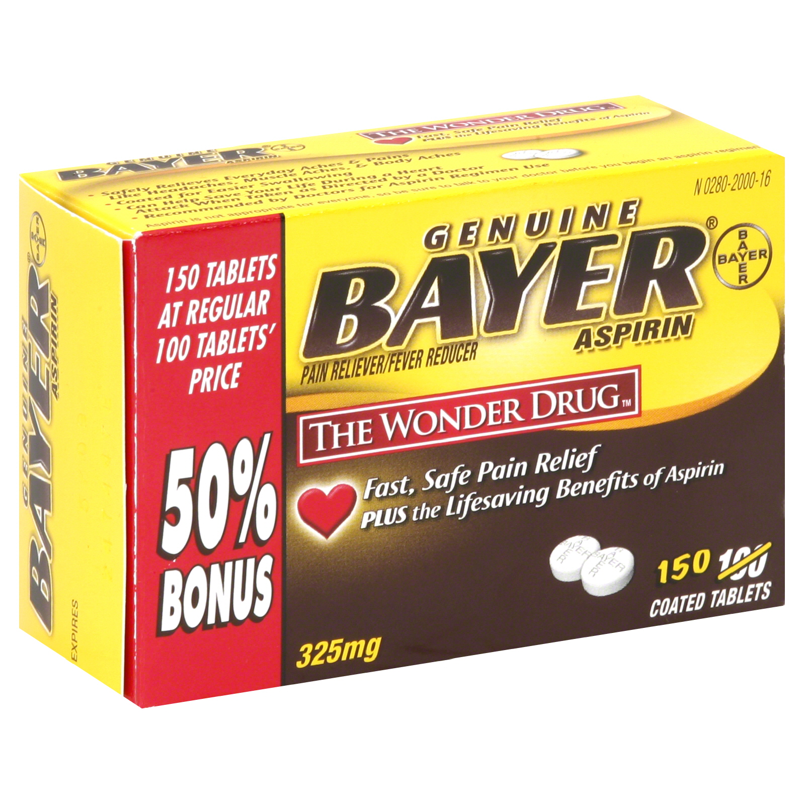Bayer Genuine Pain Reliever/Fever Reducer, 325 mg, Coated Tablets, 150 tablets at Kmart.com