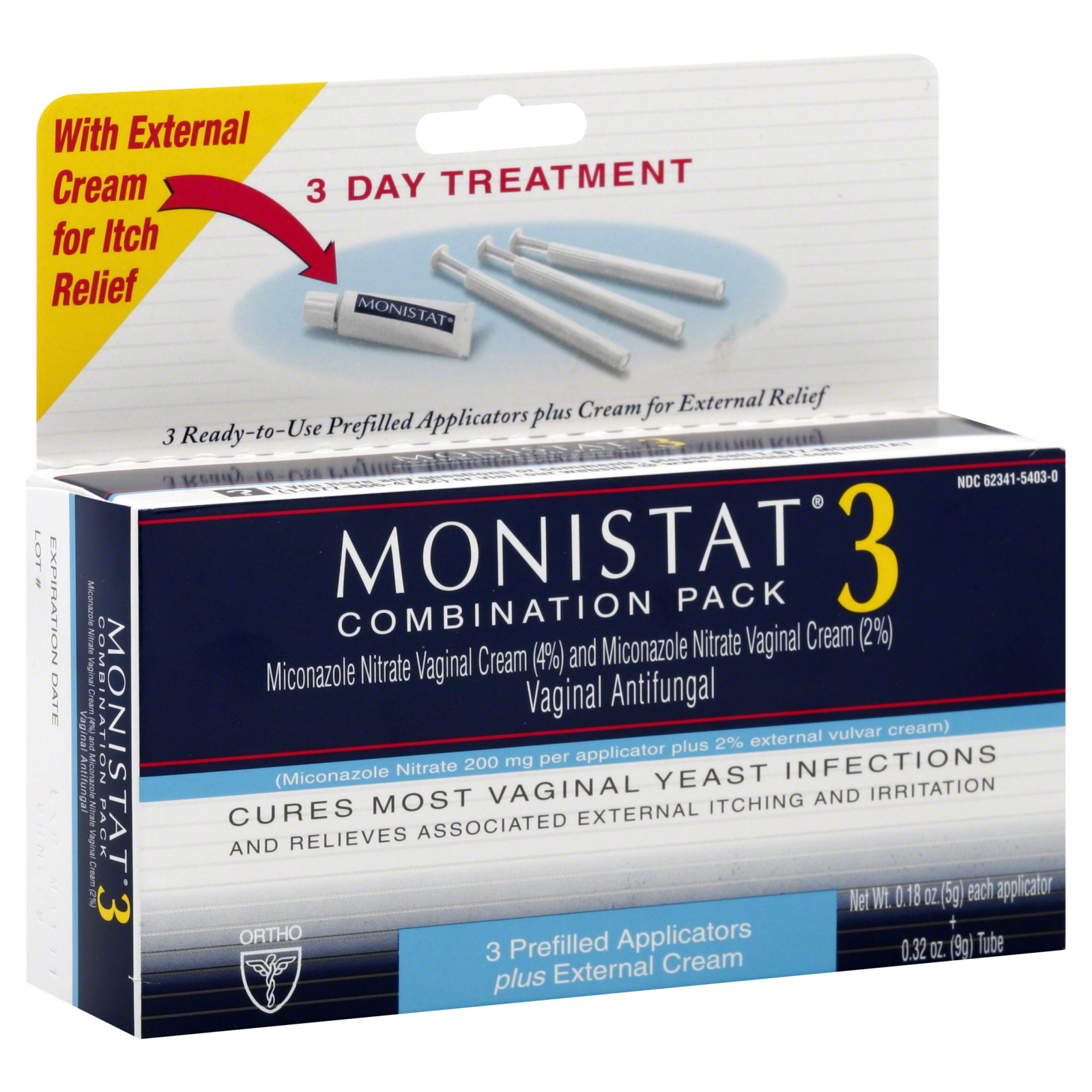 Monistat 3 Vaginal Antifungal Cream, 3 Day Treatment, Combination Pack