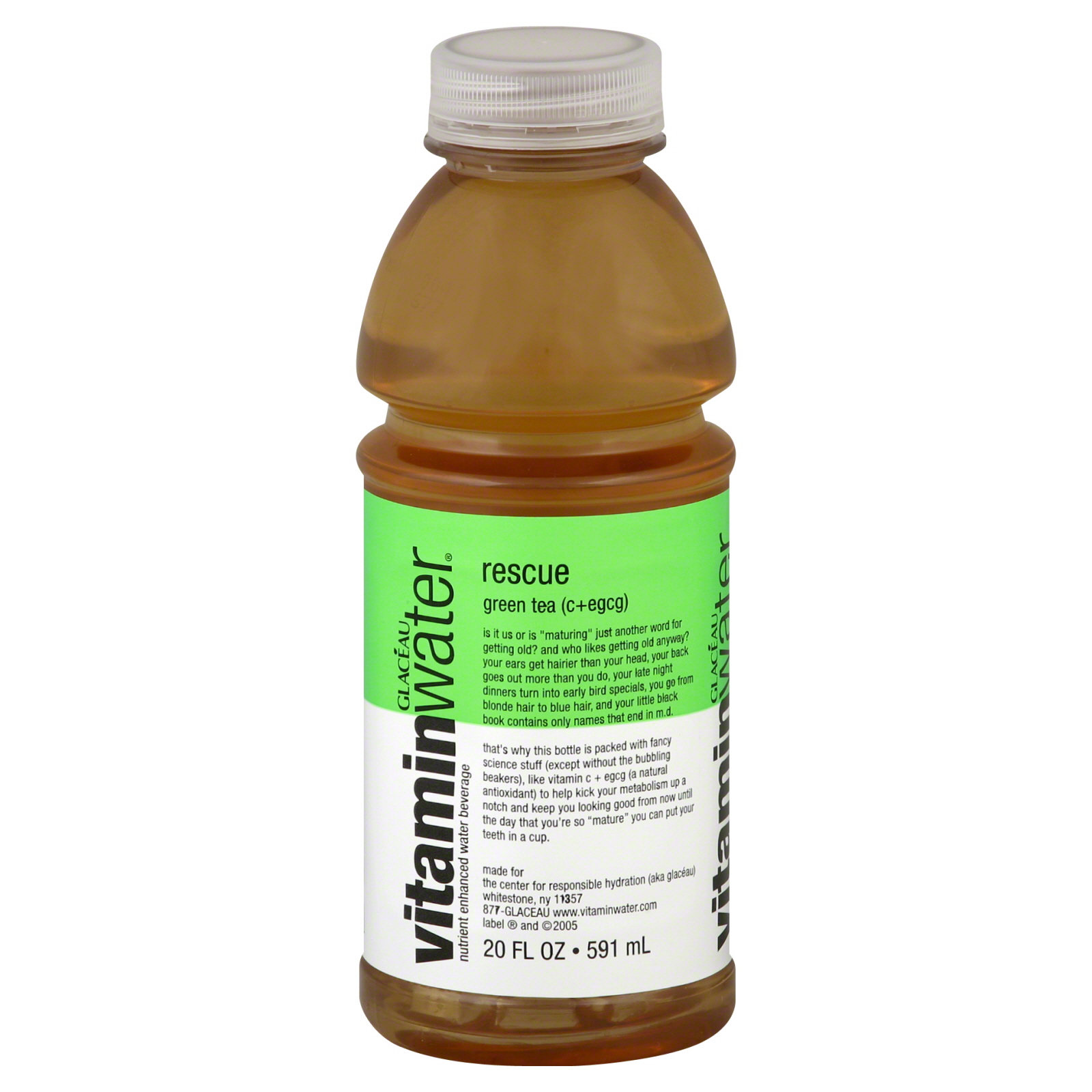 Glaceau Water Beverage, Nutrient Enhanced, Rescue, Green Tea, 20 fl oz (591 ml)