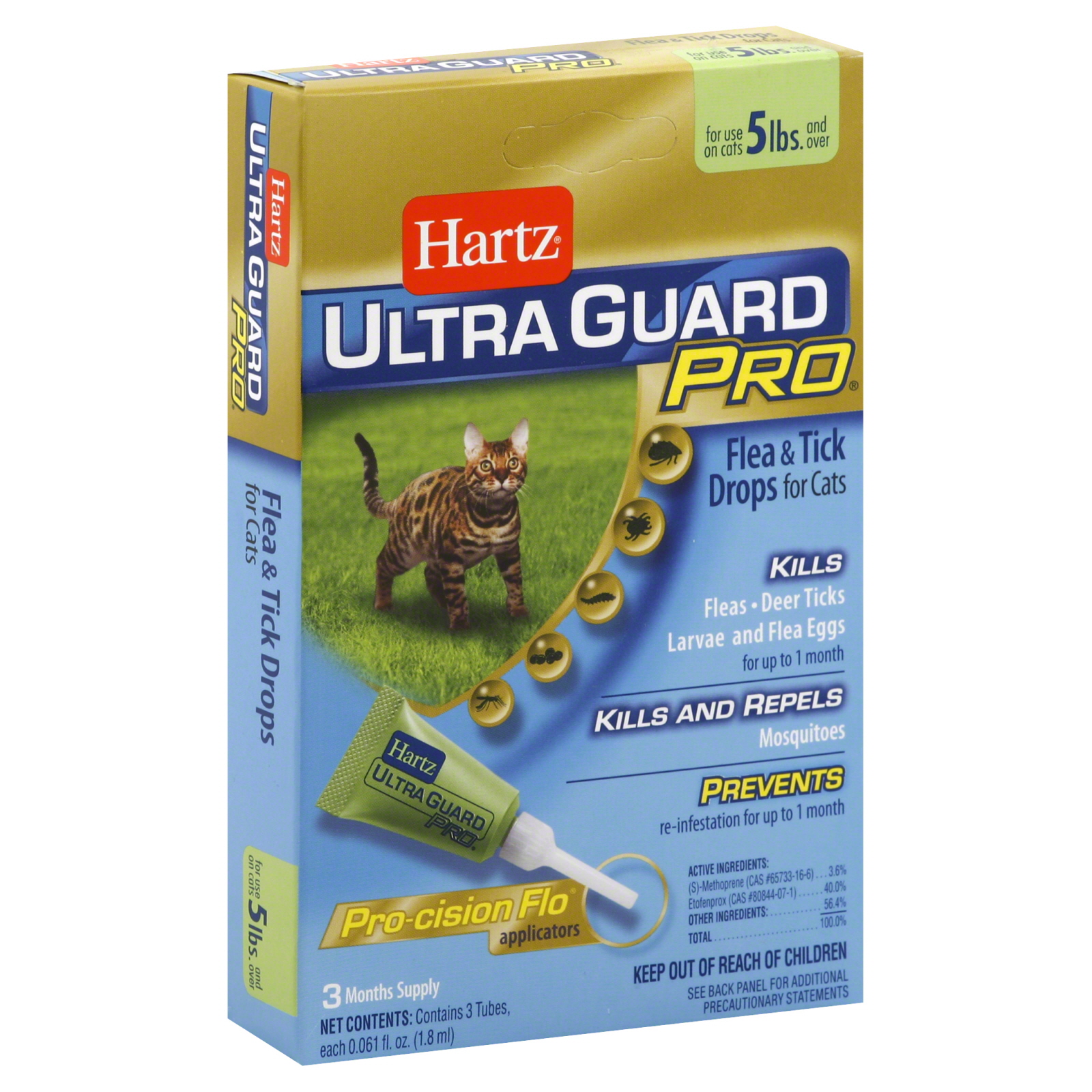 Hartz Ultra Guard Pro Flea & Tick Drops, for Cats, 3 - 0.061 fl oz (1.8 ml) tubes at Kmart.com