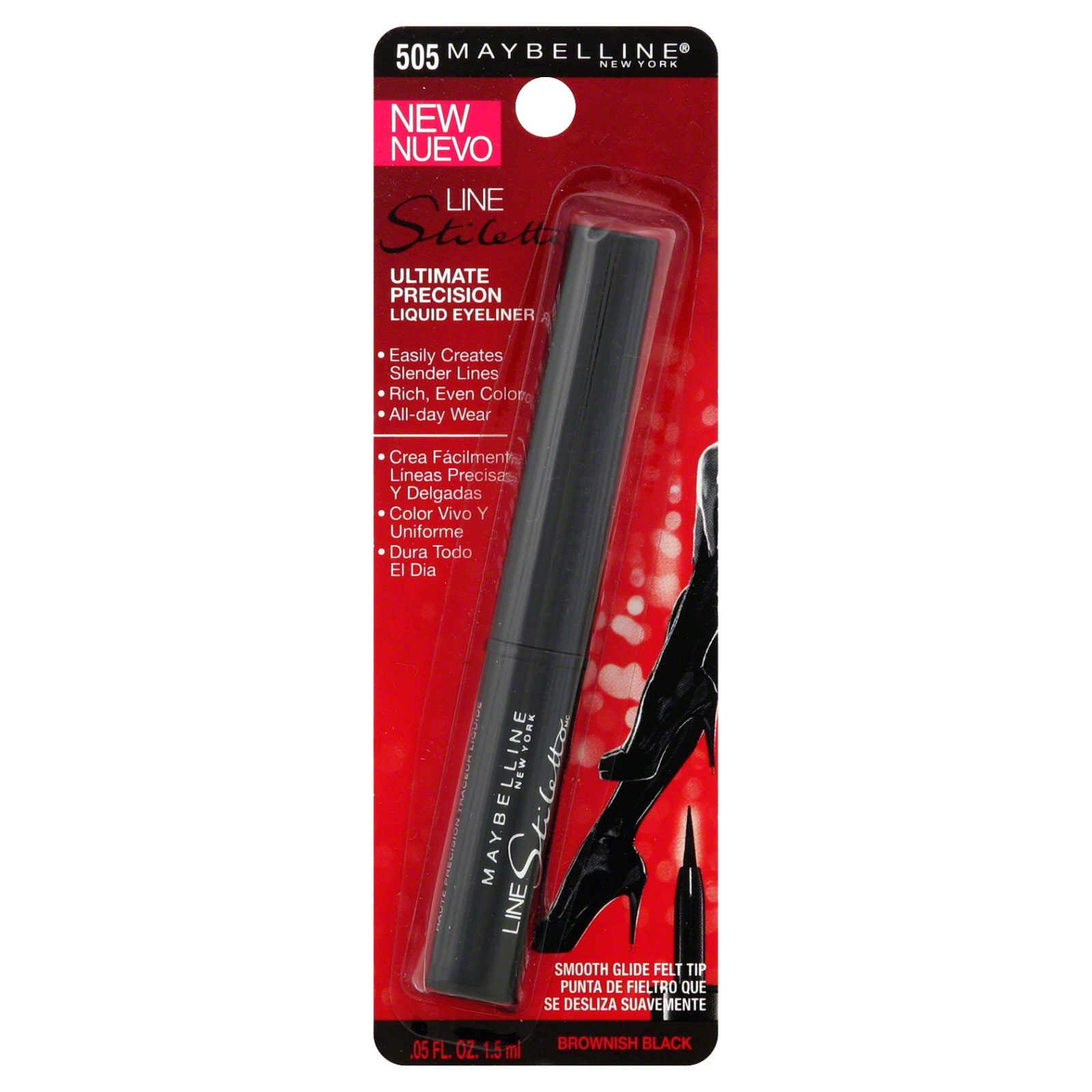 Maybelline New York Line Stiletto Liquid Eyeliner, Ultimate Precision, Brownish Black 505, 0.05 fl oz (1.5 ml) at Kmart.com