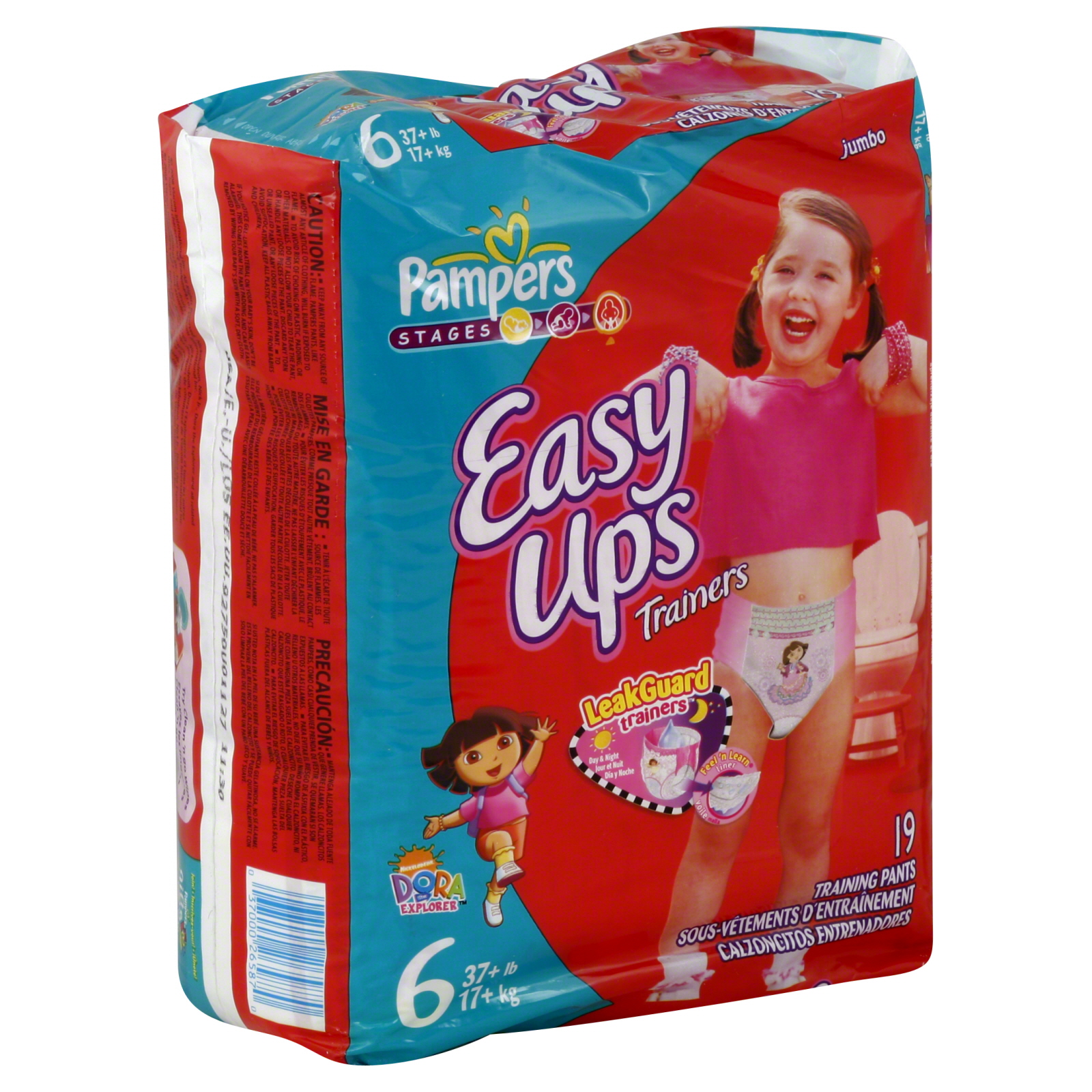 Pampers Easy Ups Training Pants, Size 6 (37+ lb), Nickelodeon Dora the Explorer, Jumbo, 19 trainers at mygofer.com