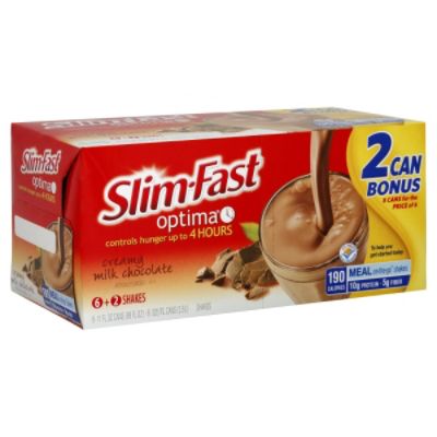 Slim-Fast Optima Meal On-The-Go Shakes, Creamy Milk Chocolate, 8 - 11 fl oz (325 ml) cans [88 fl oz (2.6 lt)] at Kmart.com