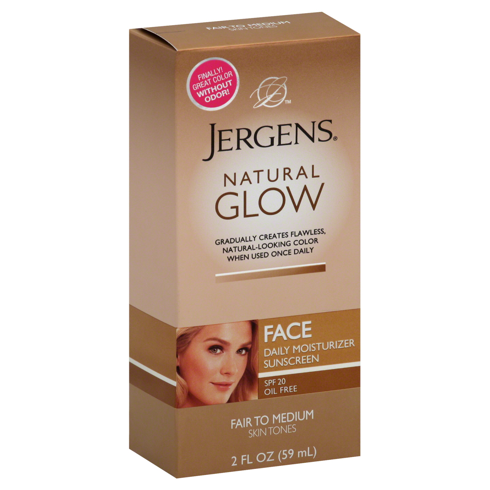 Jergens Natural Glow Daily Moisturizer Sunscreen, Face, Fair to Medium Skin Tones, 2 fl oz (59 ml) at Kmart.com