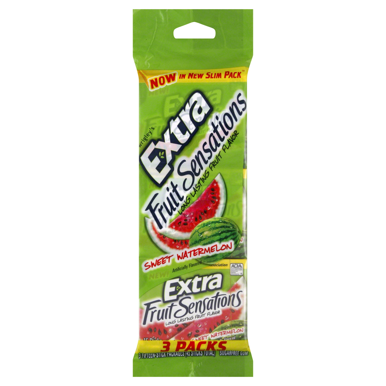 Extra Fruit Sensations Gum, Sugarfree, Watermelon, 3 15 stick