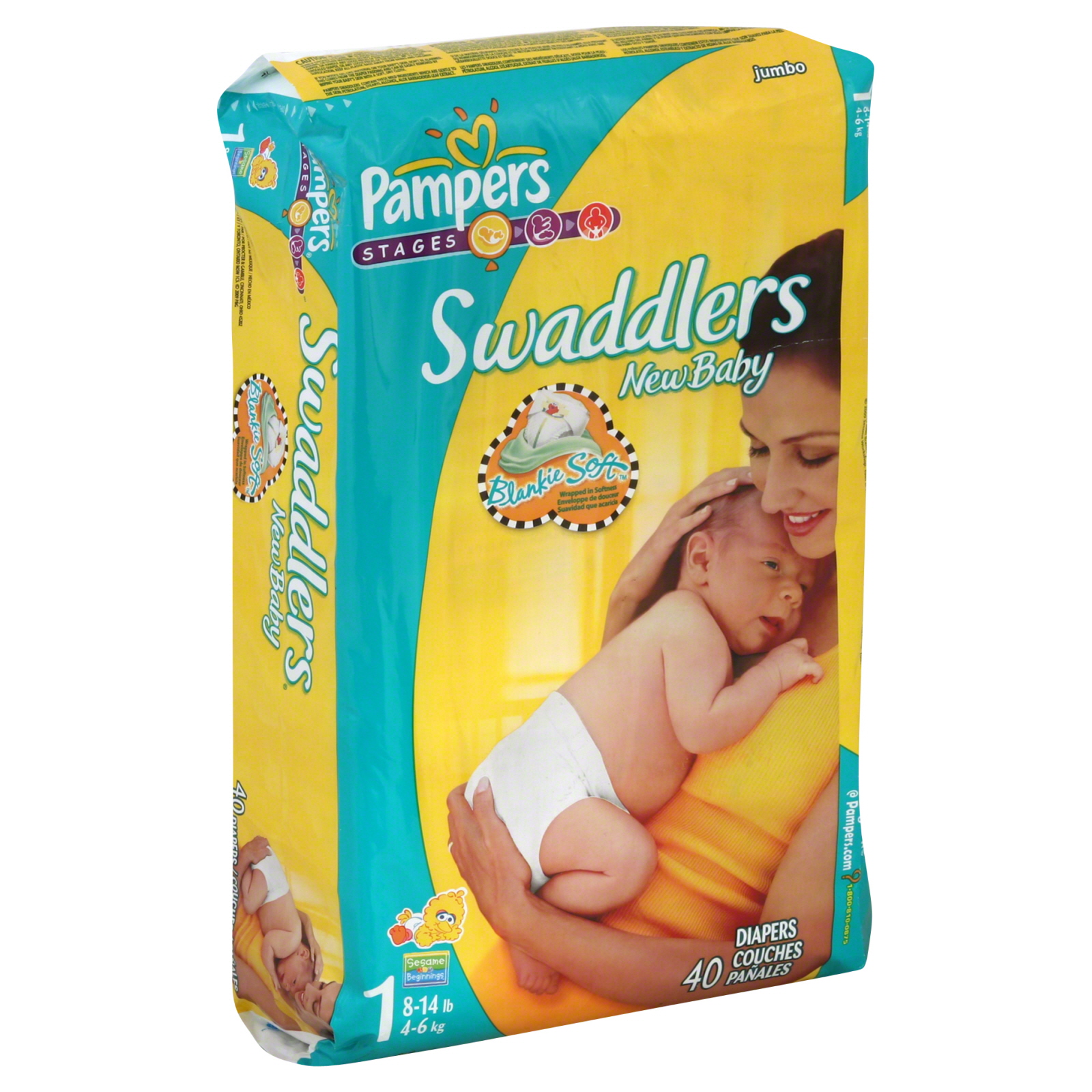 Pampers Swaddlers New Baby Diapers, Size 1 (8-14 lb), Sesame Beginnings, Jumbo, 40 diapers at Kmart.com