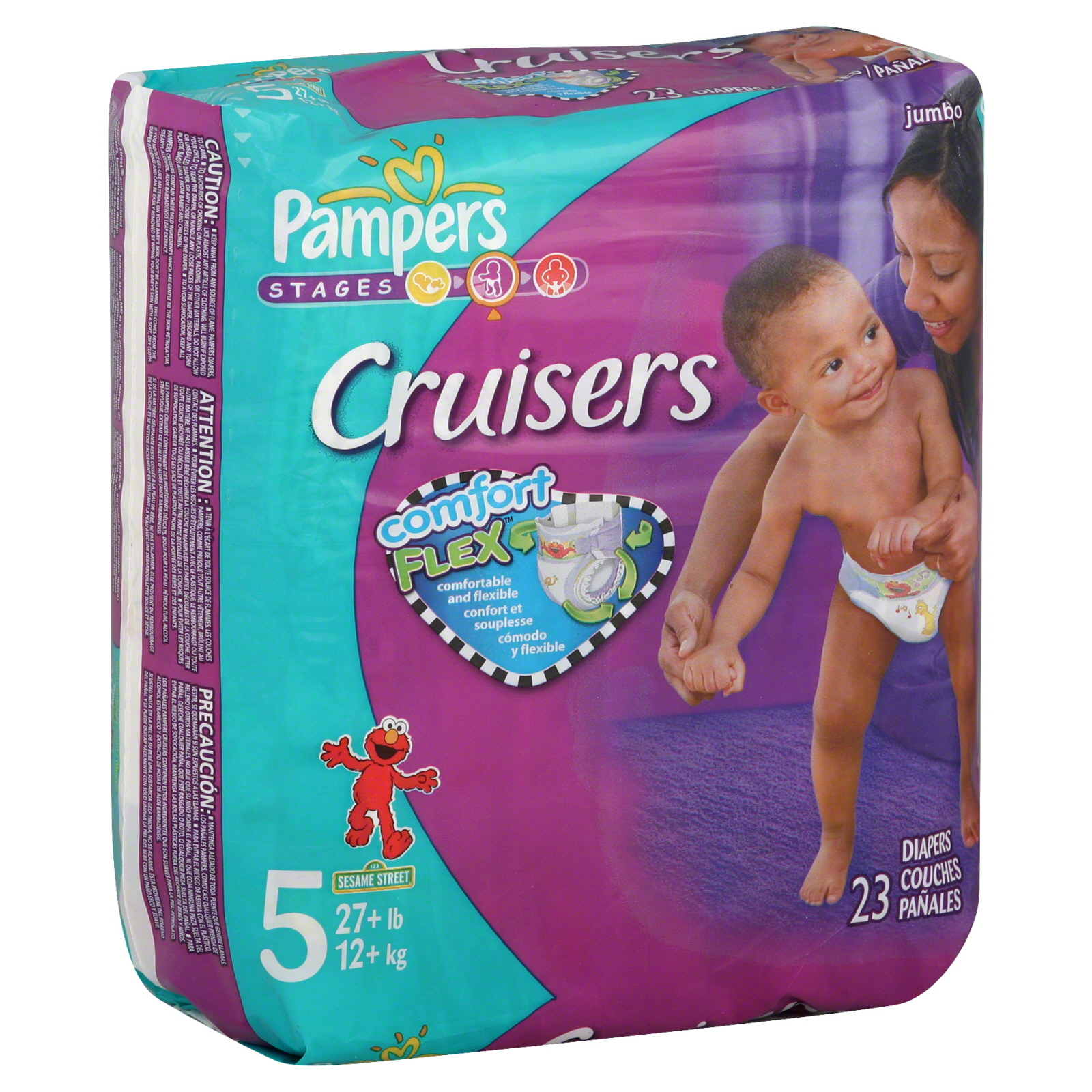 Pampers Cruisers Diapers, Size 5 (27+  lb), Sesame Street, Jumbo, 23 diapers at Kmart.com