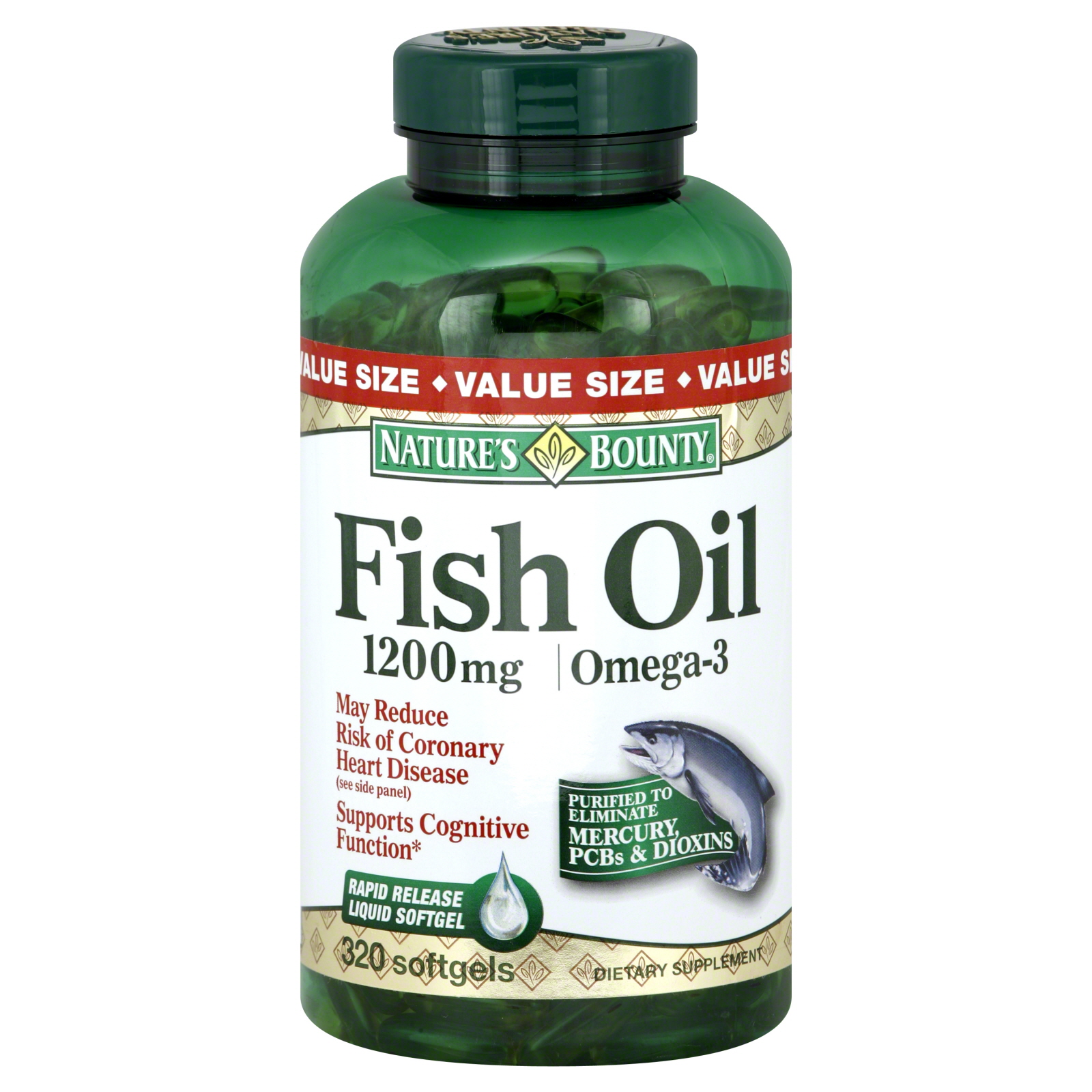 Nature's Bounty Fish Oil, Omega3, 1200 mg, Softgels, 120 softgels