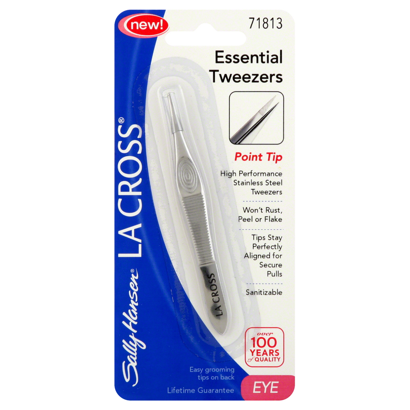 Sally Hansen La Cross Essential Tweezers, Point Tip, 1 tweezer