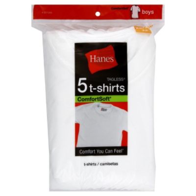 Hanes Tagless ComfortSoft T-Shirts, Boys, XL/18-20, 5 shirts at mygofer.com