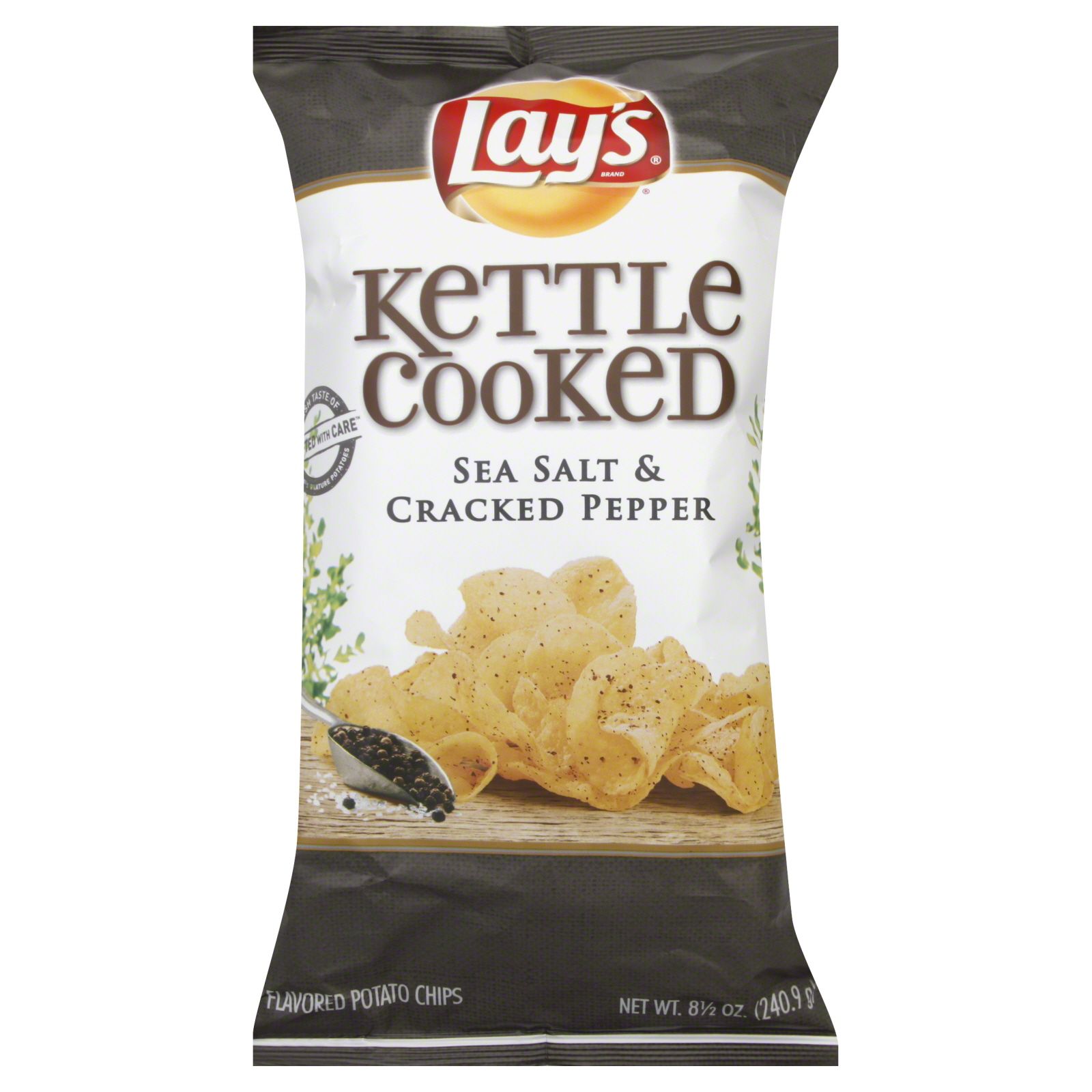Frito Lay Kettle Cooked Potato Chips, Sea Salt & Cracked Pepper, 8.5 oz (240.9 g) at mygofer.com