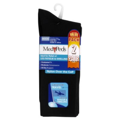 MediPeds Compression Socks, Medium, Black, Value Pack, 2 pair