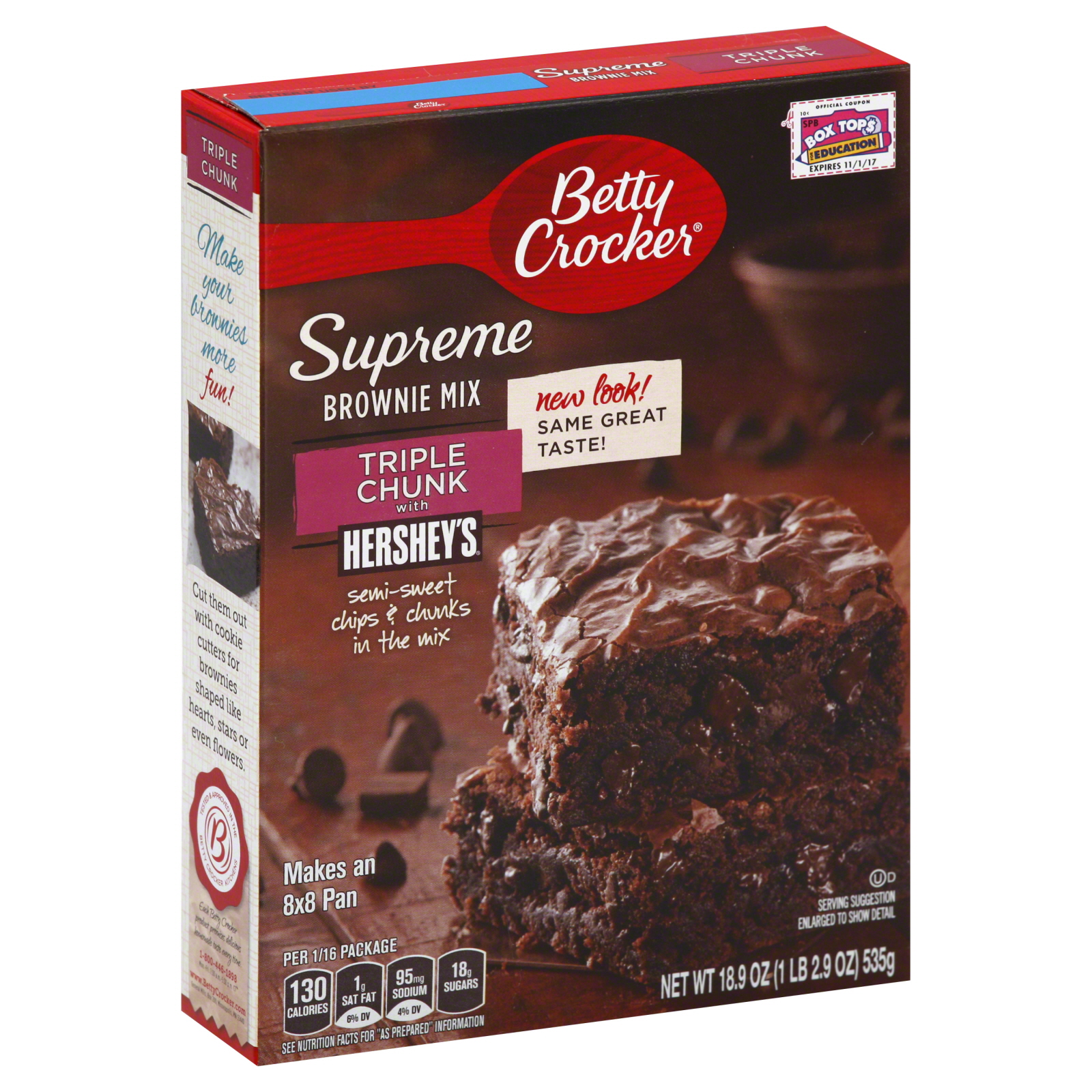 Betty Crocker Brownie Mix, Premium, With Hershey's, Triple Chunk, 18.9 oz (1 lb 2.9 oz) 535 g at mygofer.com