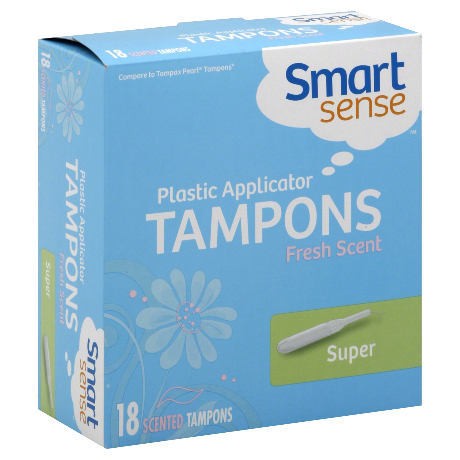 Smart Sense Tampons, Plastic Applicator, Regular, Fresh