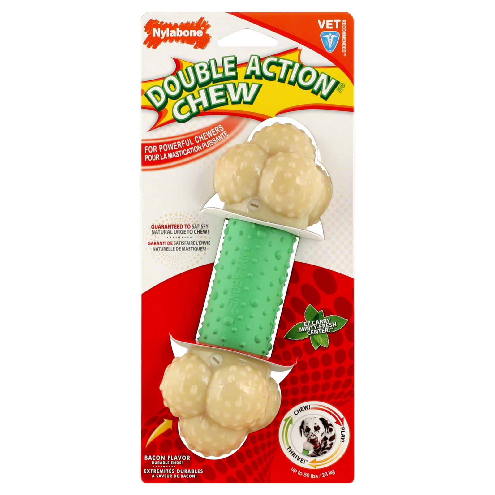 UPC 018214813903 product image for Nylabone Double Action Chew, Bacon Flavor, 1 chew | upcitemdb.com